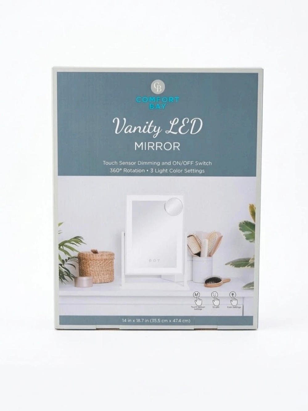 Comfort Bay Vanity LED Mirror 14" x 18.7" Touch Sensor Dimming NEW